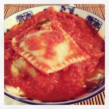 Vegan ricotta ravioli